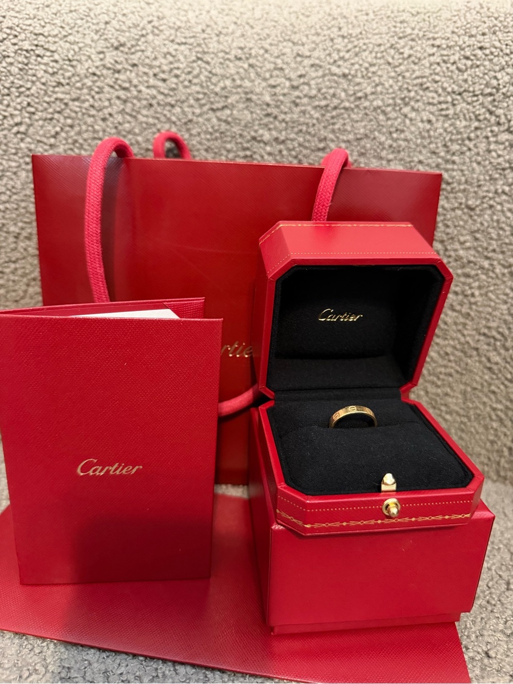 Cartier Yellow Gold Love Ring with Red Presentation Set